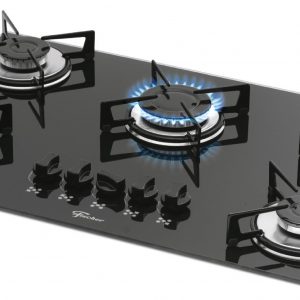 Fogão Cooktop Fischer 5Q Gás Mesa Vidro Preto