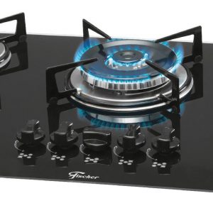 Fogão Cooktop Fischer 5Q Gás Mesa Vidro Preto TC