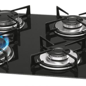 Fogão Cooktop Fischer 4Q Gás Tripla Chama Mesa Vidro Preto