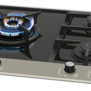 Fogão Cooktop Fischer 3Q PLATINIUM Gás Mesa Vidro Preto